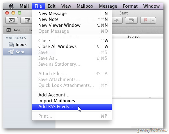 Kết hợp RSS Feed với Mail trong Mac OS X Lion