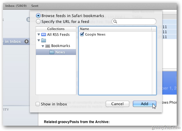 Kết hợp RSS Feed với Mail trong Mac OS X Lion