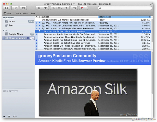 Kết hợp RSS Feed với Mail trong Mac OS X Lion