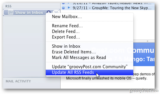 Kết hợp RSS Feed với Mail trong Mac OS X Lion