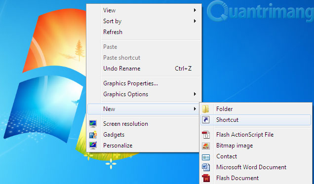 Tạo phím tắt để Lock máy tính bằng một cú Click