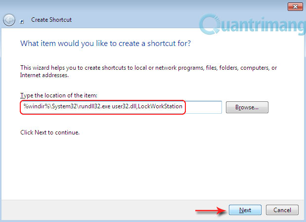 Tạo phím tắt để Lock máy tính bằng một cú Click