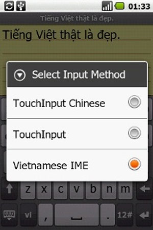 Giúp bạn gõ tiếng Việt có dấu trên "dế" Android