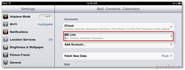 Thiết lập ứng dụng Mail trong iOS 5