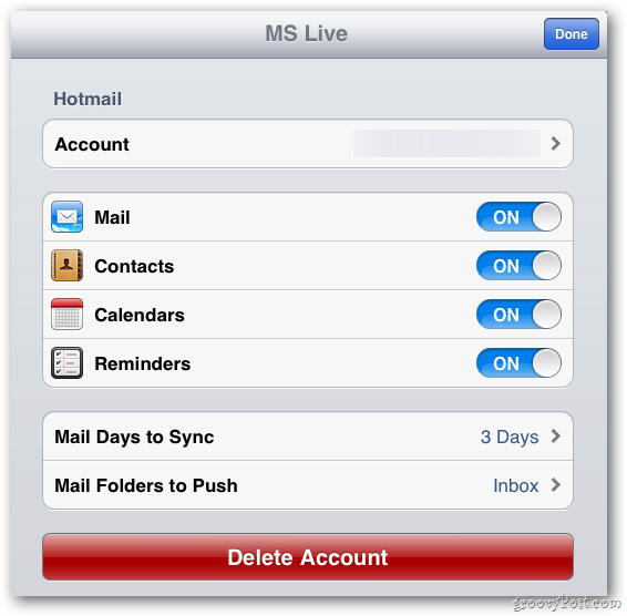 Thiết lập ứng dụng Mail trong iOS 5