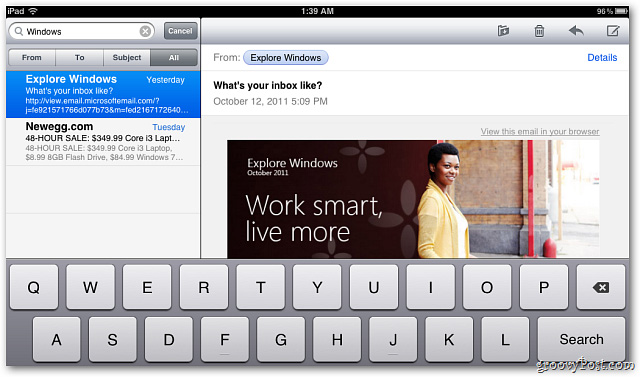 Thiết lập ứng dụng Mail trong iOS 5