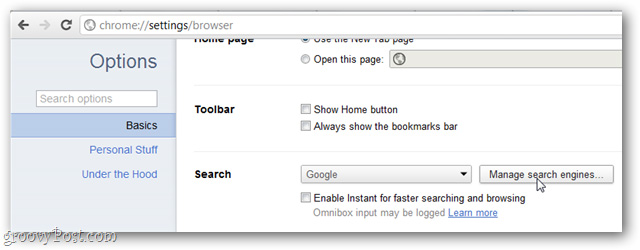 Tắt bỏ tính năng Instant Search của Google