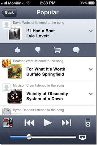 Nghe nhạc thông qua mạng xã hội trên iPhone