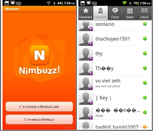 Các phần mềm chat thông dụng trên dế Android
