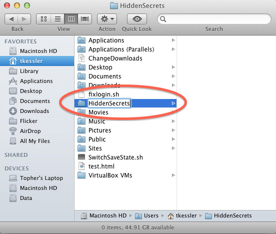Ẩn các tập tin và thư mục trong OS X