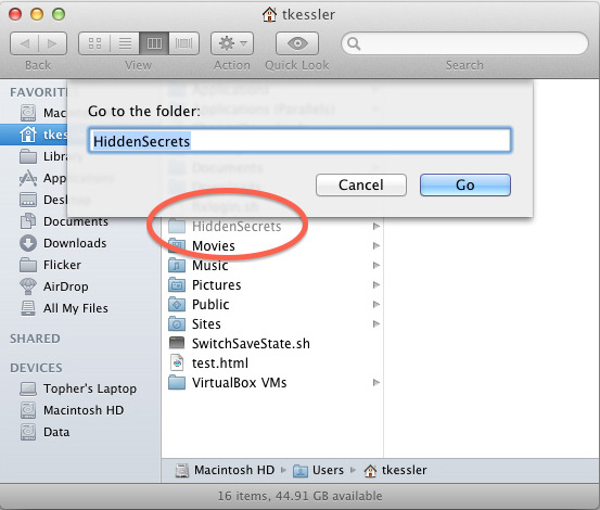 Ẩn các tập tin và thư mục trong OS X