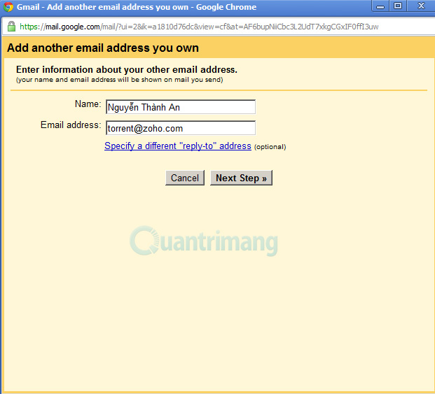 Kết hợp tài khoản email khác với Google Apps trong Gmail