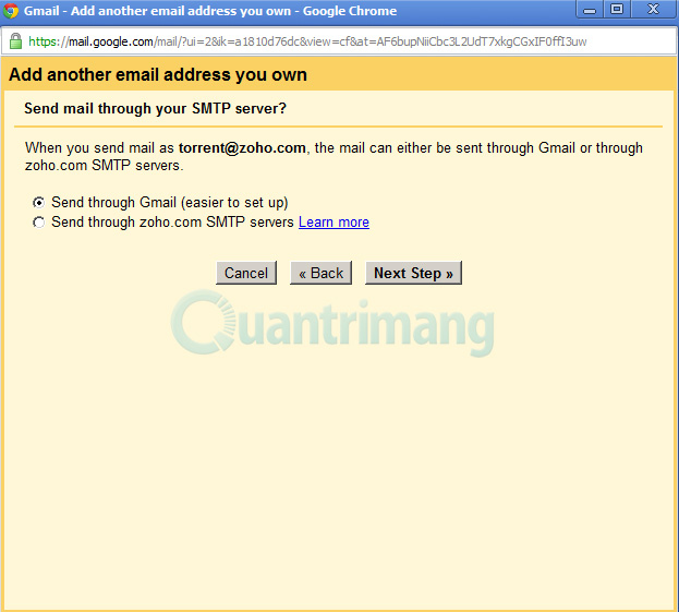 Kết hợp tài khoản email khác với Google Apps trong Gmail
