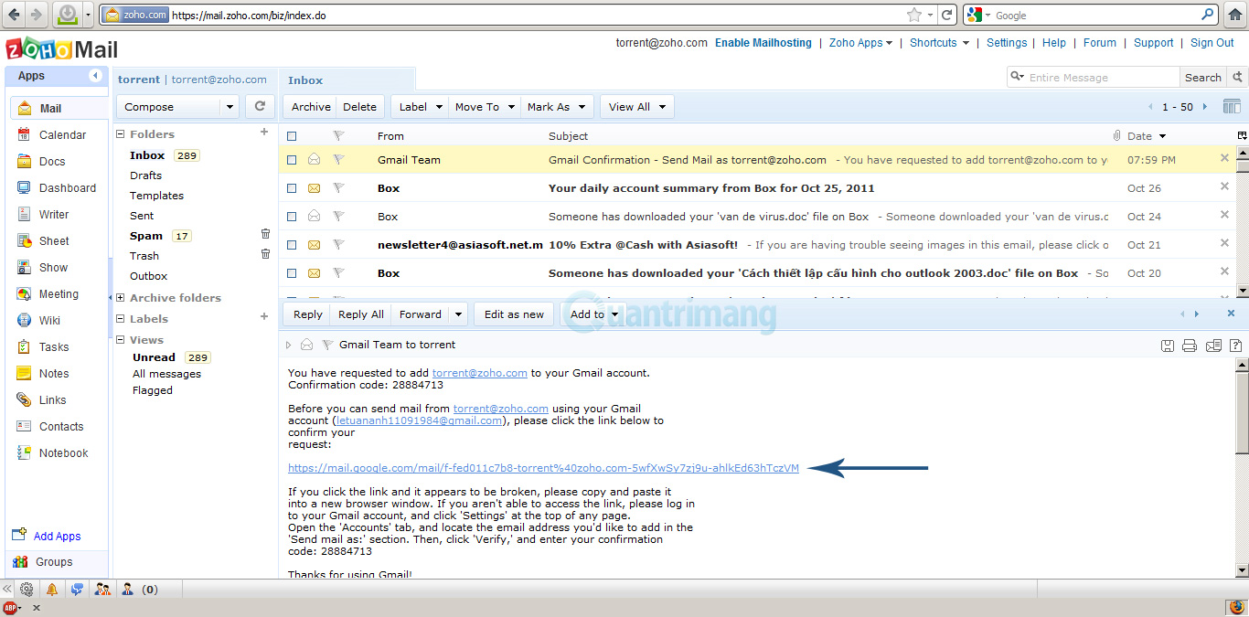 Kết hợp tài khoản email khác với Google Apps trong Gmail