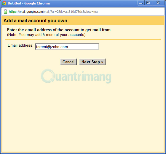 Kết hợp tài khoản email khác với Google Apps trong Gmail
