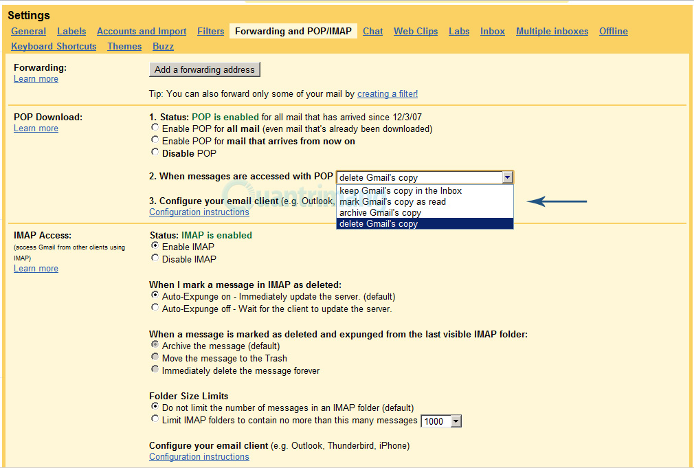 Kết hợp tài khoản email khác với Google Apps trong Gmail