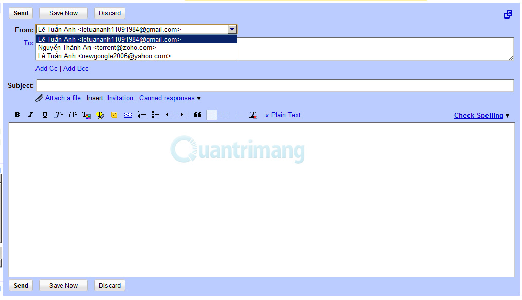Kết hợp tài khoản email khác với Google Apps trong Gmail
