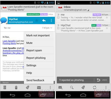 Gmail 4.2 cho Android có nhiều tính năng hấp dẫn