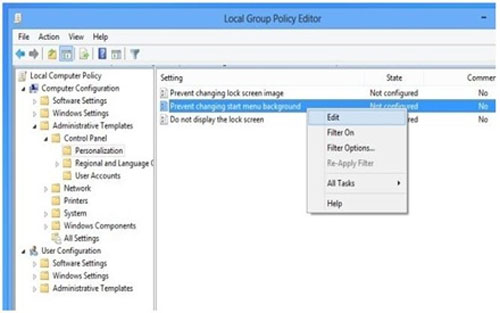 Ngăn chặn hình nền Start Screen bị thay đổi trong Windows 8
