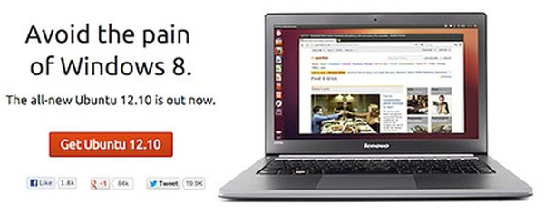 Quảng cáo Ubuntu “đá đểu” Windows 8