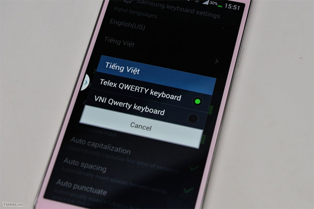 Galaxy Note 3 Galaxy Note 3 đã có bộ gõ tiếng Việt kiểu Telex và VNI