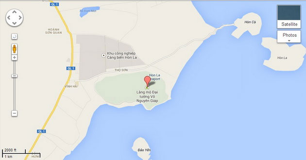 Google Maps cập nhật phần mộ Đại tướng Võ Nguyên Giáp