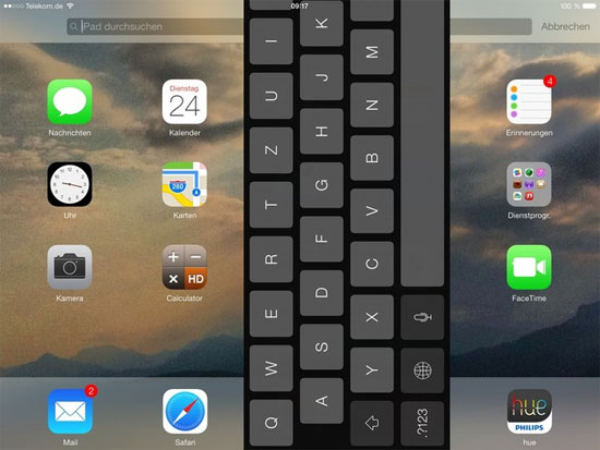 Bàn phím của iOS 7 đôi khi bị lỗi không thể xoay như trên. Điểm danh loạt lỗi nhỏ nhưng khó chịu của iOS 7