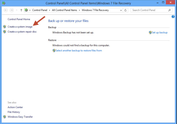 Cách tạo tập tin khôi phục hệ thống trong Windows 8
