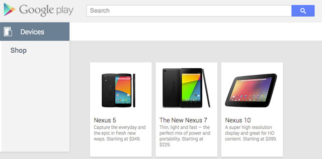 Nexus 5 xuất hiện trên Google Play Store, giá 349 USD cho bản 16GB