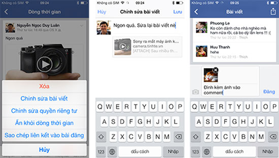 Facebook cho iOS cho phép chỉnh sửa bài post và comment