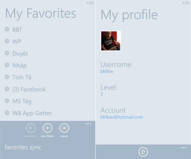 Đồng bộ danh sách trang web giữa máy tính và điện thoại qua Maxthon Passport. Trình duyệt Maxthon chính thức có mặt trên Windows Phone