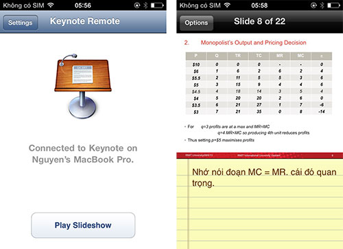 Ứng dụng Keynote Remote giúp điều khiển bài thuyết trình từ xa