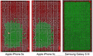 Màn hình iPhone 5C và iPhone 5S kém chính xác hơn Galaxy S3