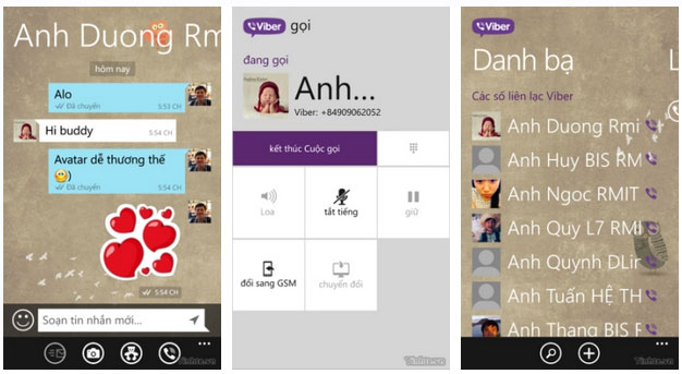 Viber cho Windows Phone 8 cập nhật giao diện mới