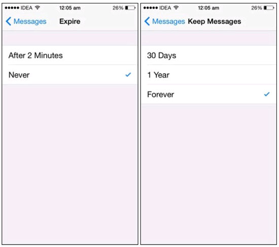 Vô hiệu hoá tự động hủy tin nhắn 7 tính năng khó chịu của iOS 8 và cách sửa chữa
