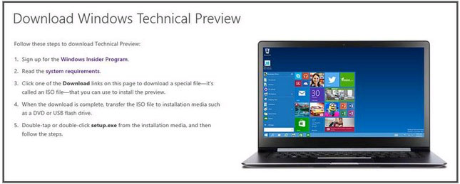 Cách tạo USB cài đặt Windows 10 Technical Preview