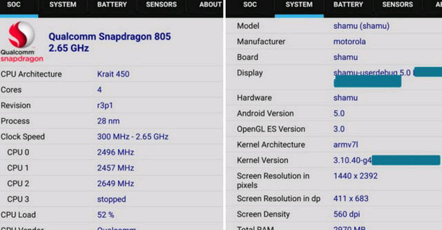 Nexus 6 mã Shamu lộ diện với cấu hình khủng