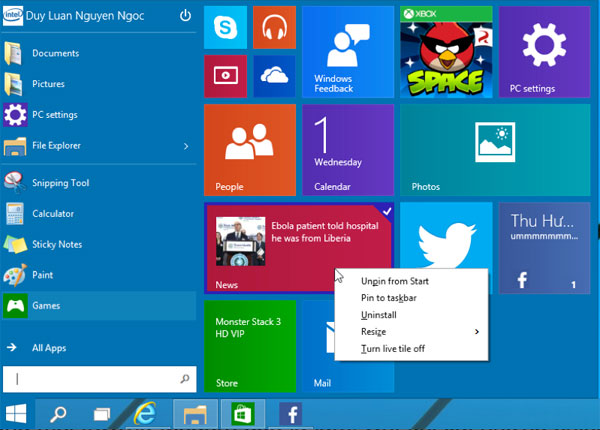 Cho phép ghim tất cả mọi thứ lên màn hình Start 10 tính năng trên Windows 10 được nhiều người dùng yêu cầu nhất