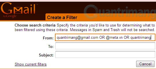 Thêm một whitelist cho Gmail