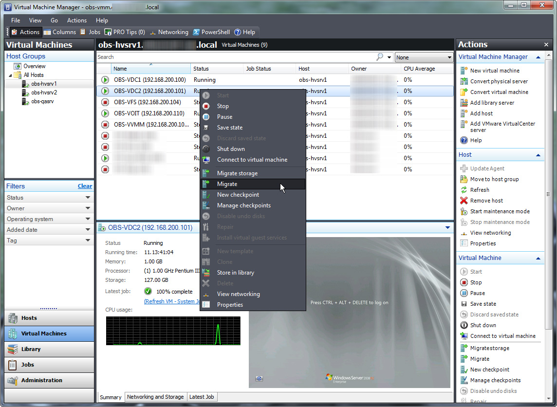 Sử dụng Quick Migration để di chuyển nhiều máy ảo giữa các host Hyper-V