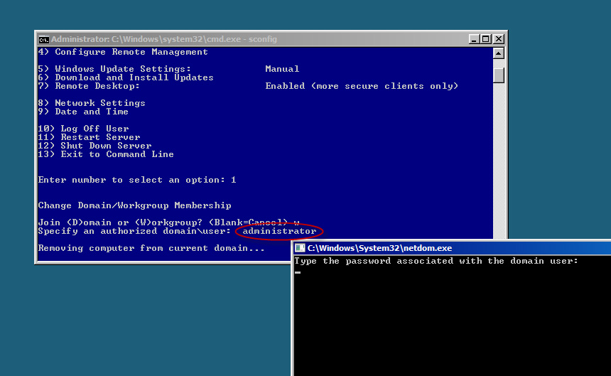 Khắc phục lỗi xảy ra khi gỡ bỏ Windows Server 2008 Server Core khỏi domain
