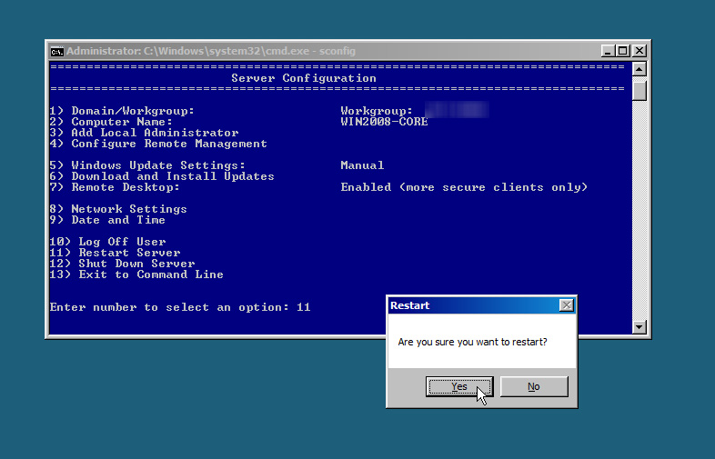 Khắc phục lỗi xảy ra khi gỡ bỏ Windows Server 2008 Server Core khỏi domain