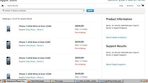 Lộ giá iPhone 5 bản quốc tế 