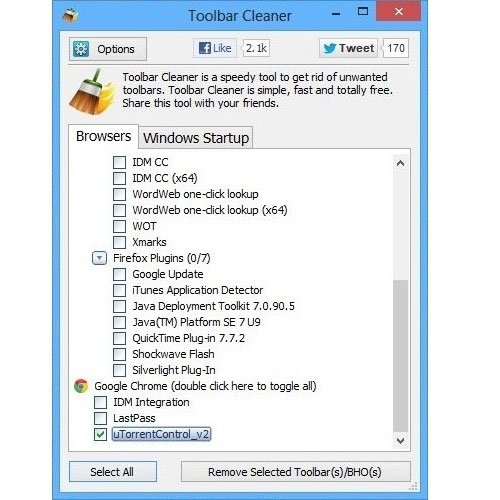 Gỡ bỏ các thanh công cụ không cần thiết khỏi trình duyệt