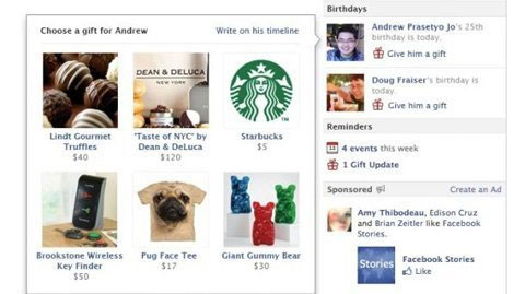Người dùng có thể gửi quà qua Facebook? 