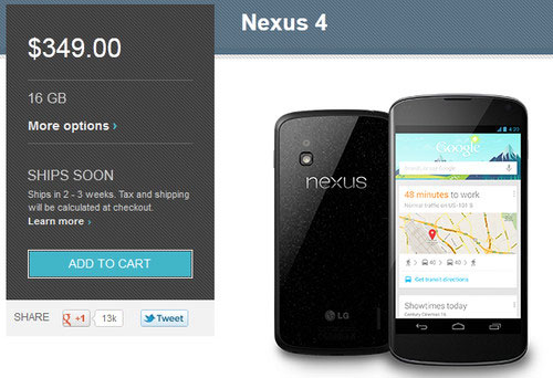 Nexus 4 khiến Google Play quá tải