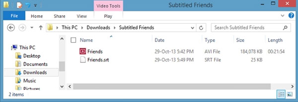 Đặt tên 2 tập tin giống nhau. Cách thêm Subtitles vào video khi xem trên Windows Media Player
