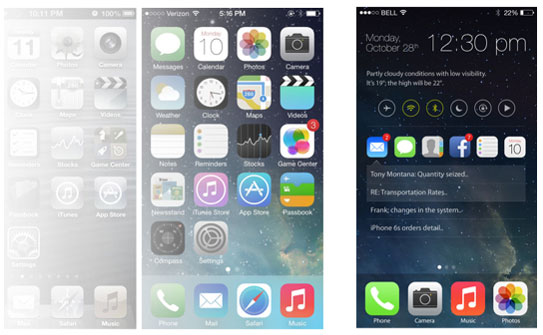 Màn hình chủ mới so sánh với màn hình chủ trong iOS 6 và iOS 7 Bản thiết kế hệ điều hành iOS 8 cực tiện lợi, độc đáo