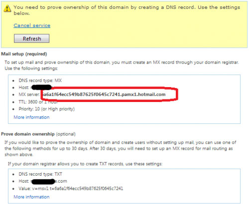 Tại cửa sổ Administrator status, ghi nhớ lại tất cả các thông tin liên quan tới MX record, Sender ID để cấu hình DNS Sử dụng Email theo tên miền với Windows Live Admin Center của Microsoft