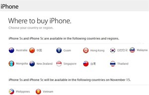 Apple đưa Việt Nam vào danh sách bán iPhone 5S từ 15/11